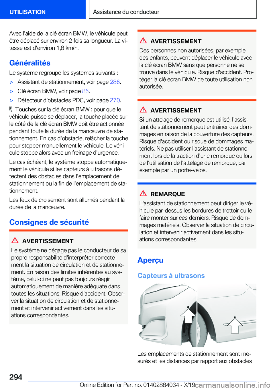 BMW 7 SERIES 2020  Notices Demploi (in French) �A�v�e�c��l�'�a�i�d�e��d�e��l�a��c�l�é��é�c�r�a�n��B�M�W�,��l�e��v�é�h�i�c�u�l�e��p�e�u�t�ê�t�r�e��d�é�p�l�a�c�é��s�u�r��e�n�v�i�r�o�n��2��f�o�i�s��s�a��l�o�n�g�u�e�u�r�.��L