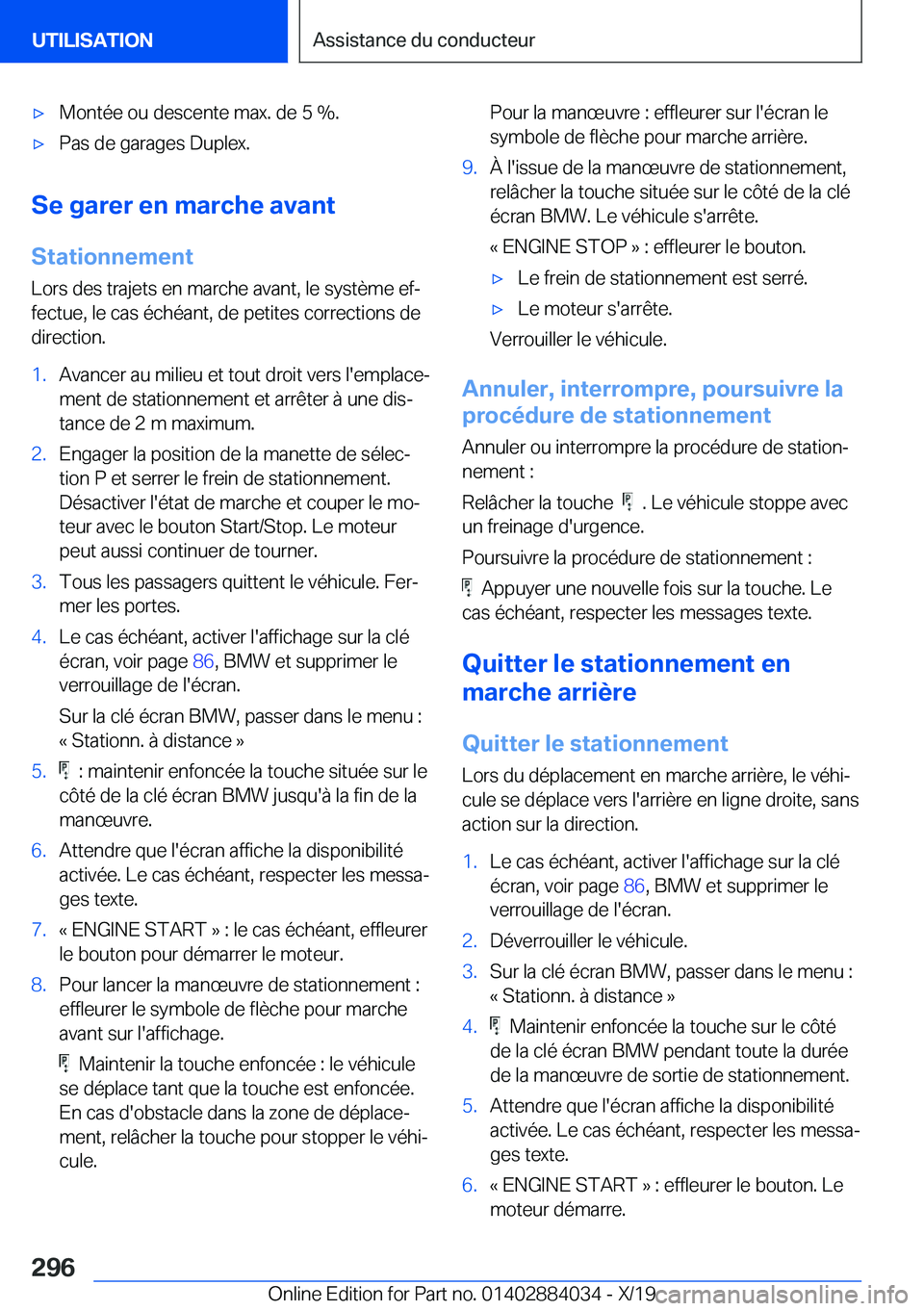 BMW 7 SERIES 2020  Notices Demploi (in French) 'x�M�o�n�t�é�e��o�u��d�e�s�c�e�n�t�e��m�a�x�.��d�e��5��%�.'x�P�a�s��d�e��g�a�r�a�g�e�s��D�u�p�l�e�x�.
�S�e��g�a�r�e�r��e�n��m�a�r�c�h�e��a�v�a�n�t
�S�t�a�t�i�o�n�n�e�m�e�n�t
�L�o