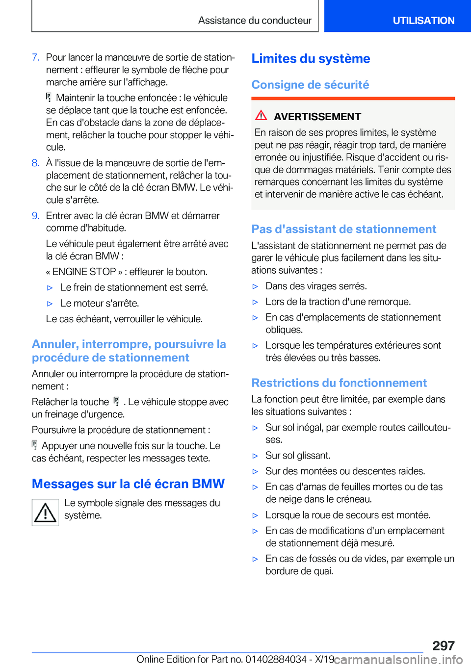 BMW 7 SERIES 2020  Notices Demploi (in French) �7�.�P�o�u�r��l�a�n�c�e�r��l�a��m�a�n�