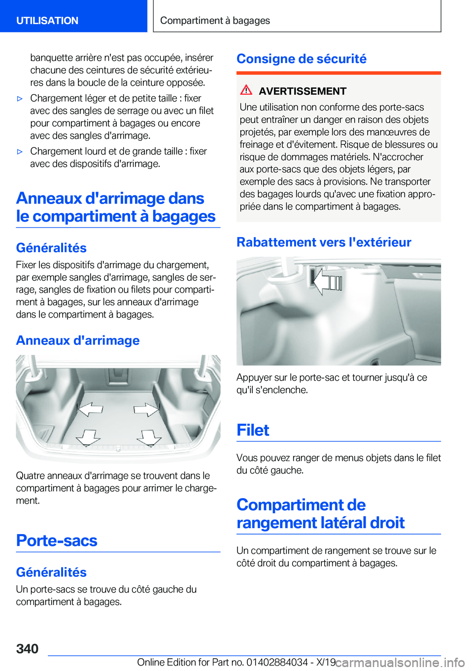 BMW 7 SERIES 2020  Notices Demploi (in French) �b�a�n�q�u�e�t�t�e��a�r�r�i�è�r�e��n�'�e�s�t��p�a�s��o�c�c�u�p�é�e�,��i�n�s�é�r�e�r�c�h�a�c�u�n�e��d�e�s��c�e�i�n�t�u�r�e�s��d�e��s�é�c�u�r�i�t�é��e�x�t�é�r�i�e�uj�r�e�s��d�a�n�s