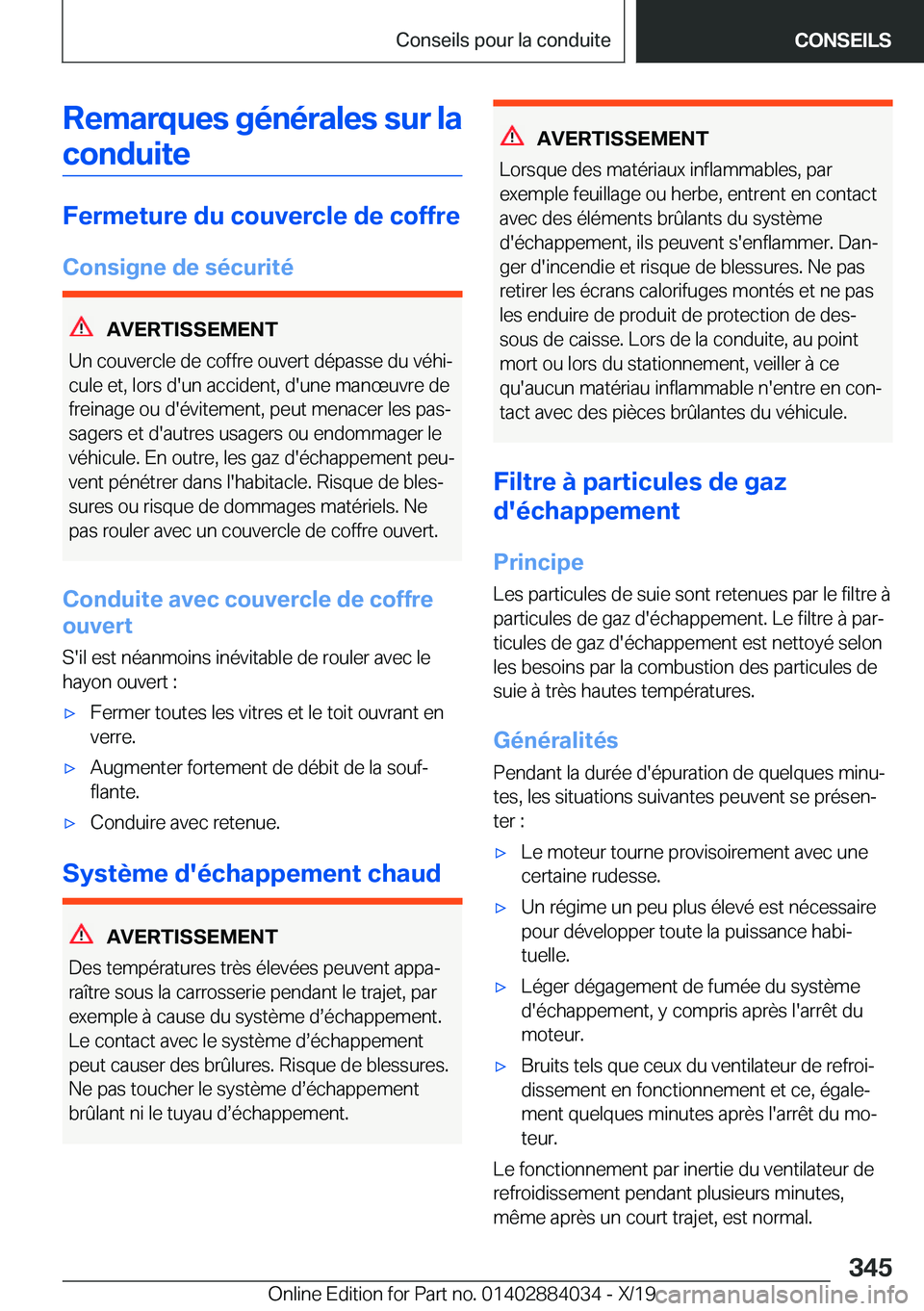 BMW 7 SERIES 2020  Notices Demploi (in French) �R�e�m�a�r�q�u�e�s��g�é�n�é�r�a�l�e�s��s�u�r��l�a�c�o�n�d�u�i�t�e
�F�e�r�m�e�t�u�r�e��d�u��c�o�u�v�e�r�c�l�e��d�e��c�o�f�f�r�e
�C�o�n�s�i�g�n�e��d�e��s�é�c�u�r�i�t�é
�A�V�E�R�T�I�S�S�E�M�