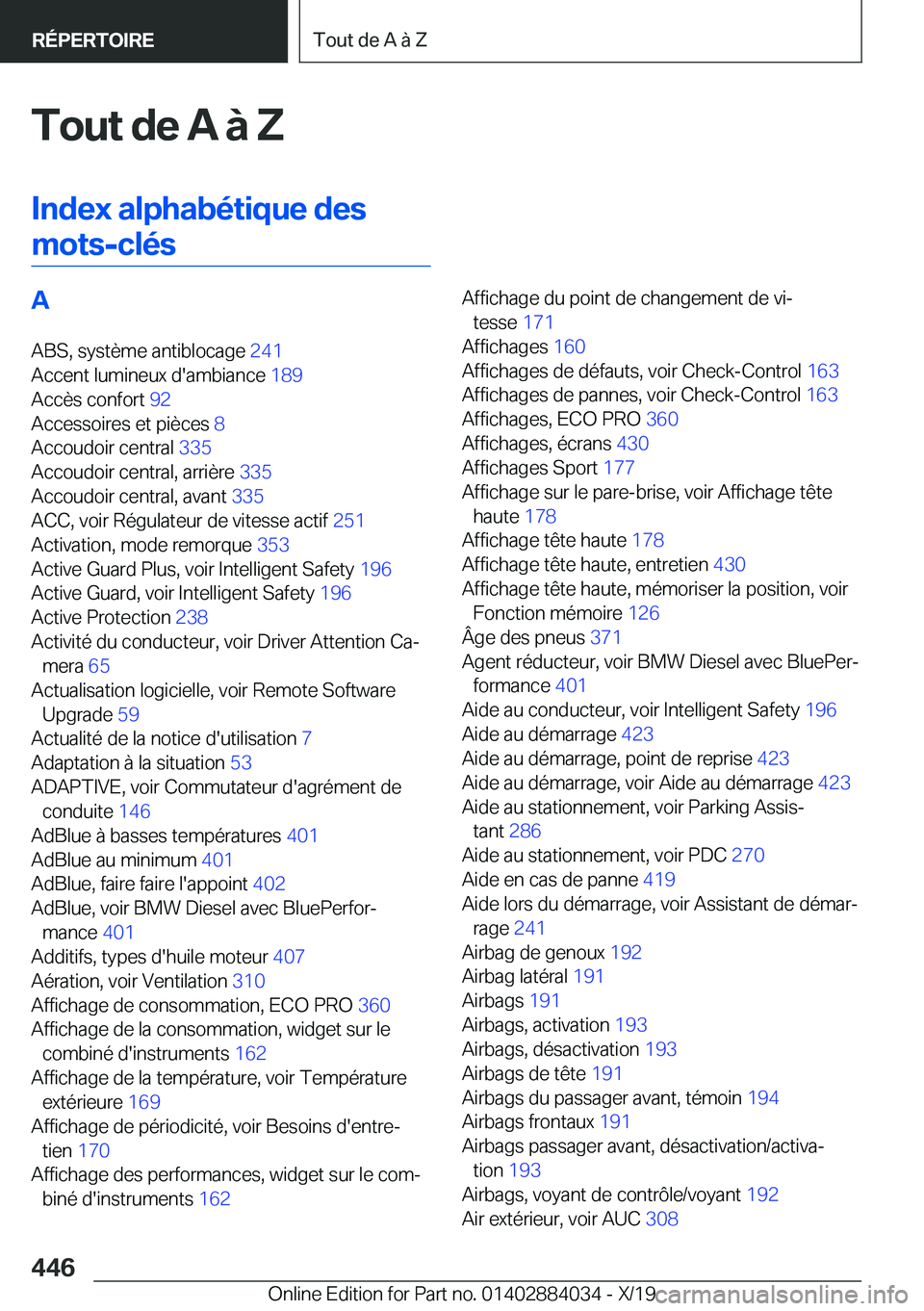 BMW 7 SERIES 2020  Notices Demploi (in French) �T�o�u�t��d�e��A��
