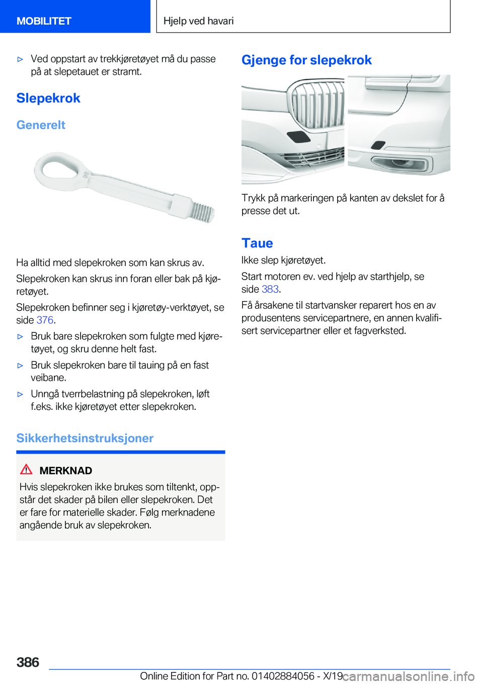 BMW 7 SERIES 2020  InstruksjonsbØker (in Norwegian) 'x�V�e�d��o�p�p�s�t�a�r�t��a�v��t�r�e�k�k�j�