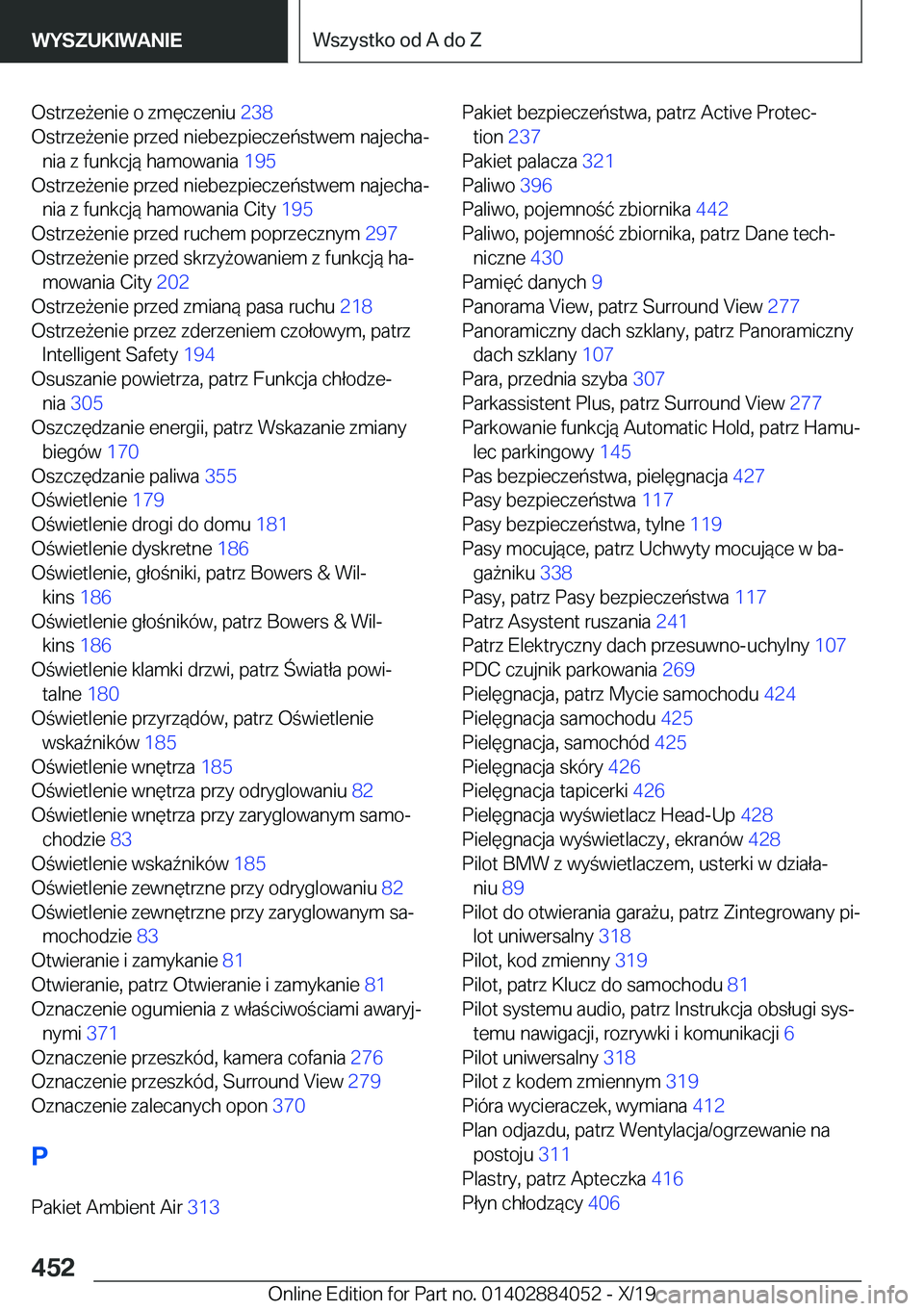 BMW 7 SERIES 2020  Instrukcja obsługi (in Polish) �O�s�t�r�z�e9�e�n�i�e��o��z�m�