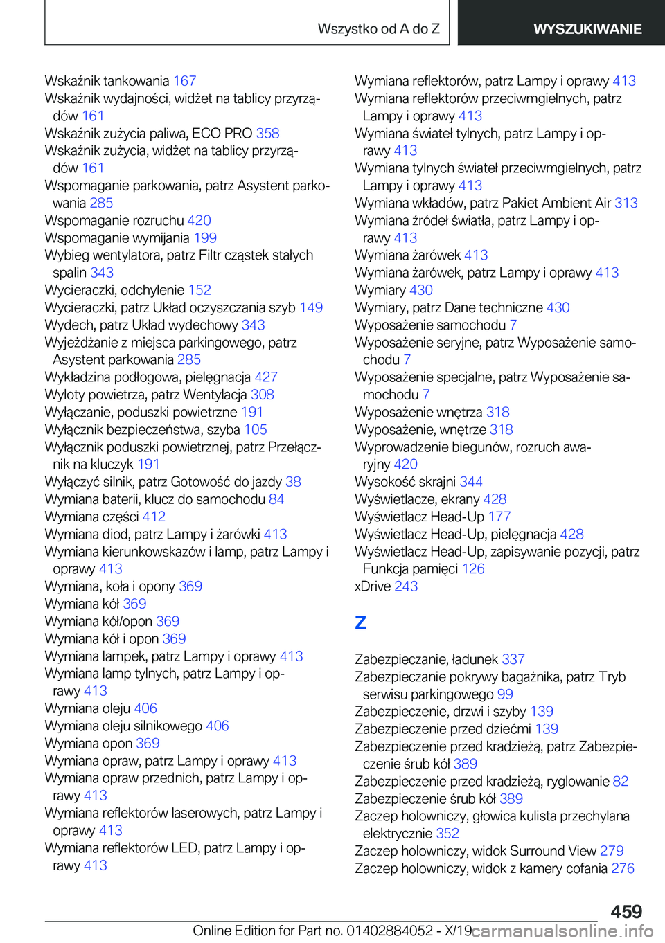 BMW 7 SERIES 2020  Instrukcja obsługi (in Polish) �W�s�k�a7�n�i�k��t�a�n�k�o�w�a�n�i�a��1�6�7�
�W�s�k�a7�n�i�k��w�y�d�a�j�n�o�c�i�,��w�i�d9�e�t��n�a��t�a�b�l�i�c�y��p�r�z�y�r�z�