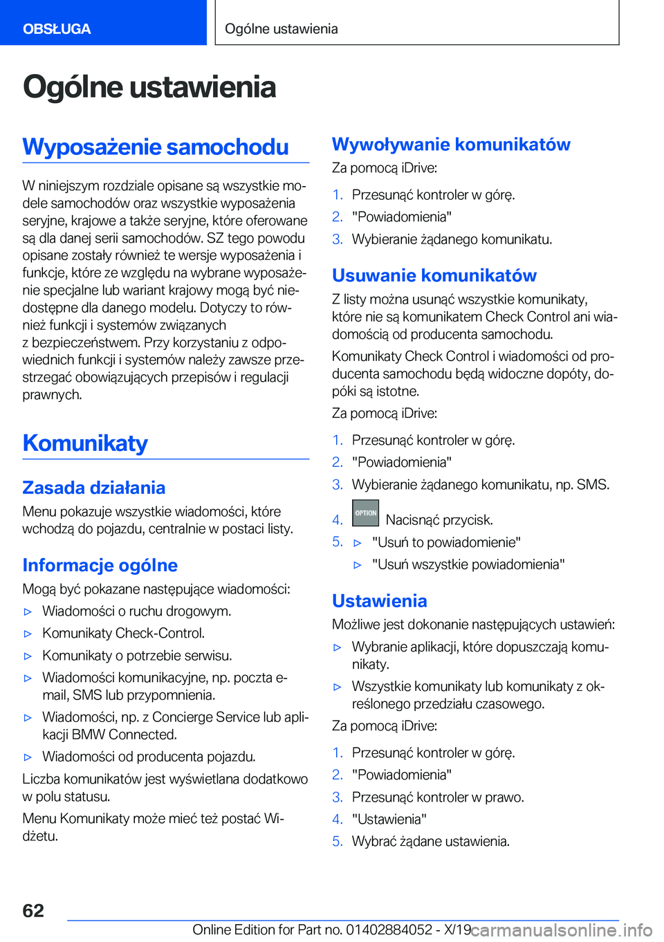 BMW 7 SERIES 2020  Instrukcja obsługi (in Polish) �O�g�