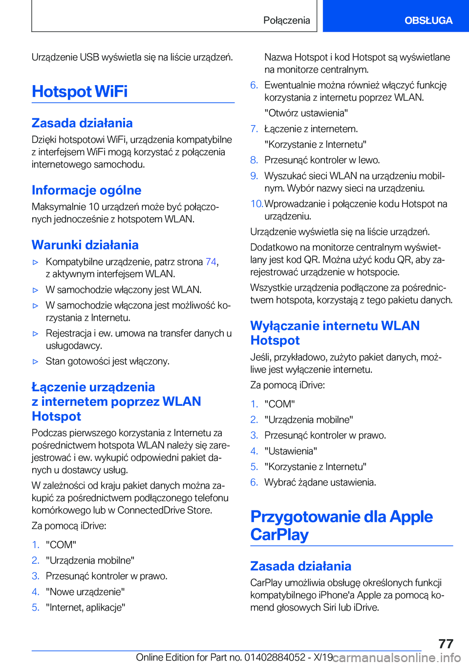 BMW 7 SERIES 2020  Instrukcja obsługi (in Polish) �U�r�z�