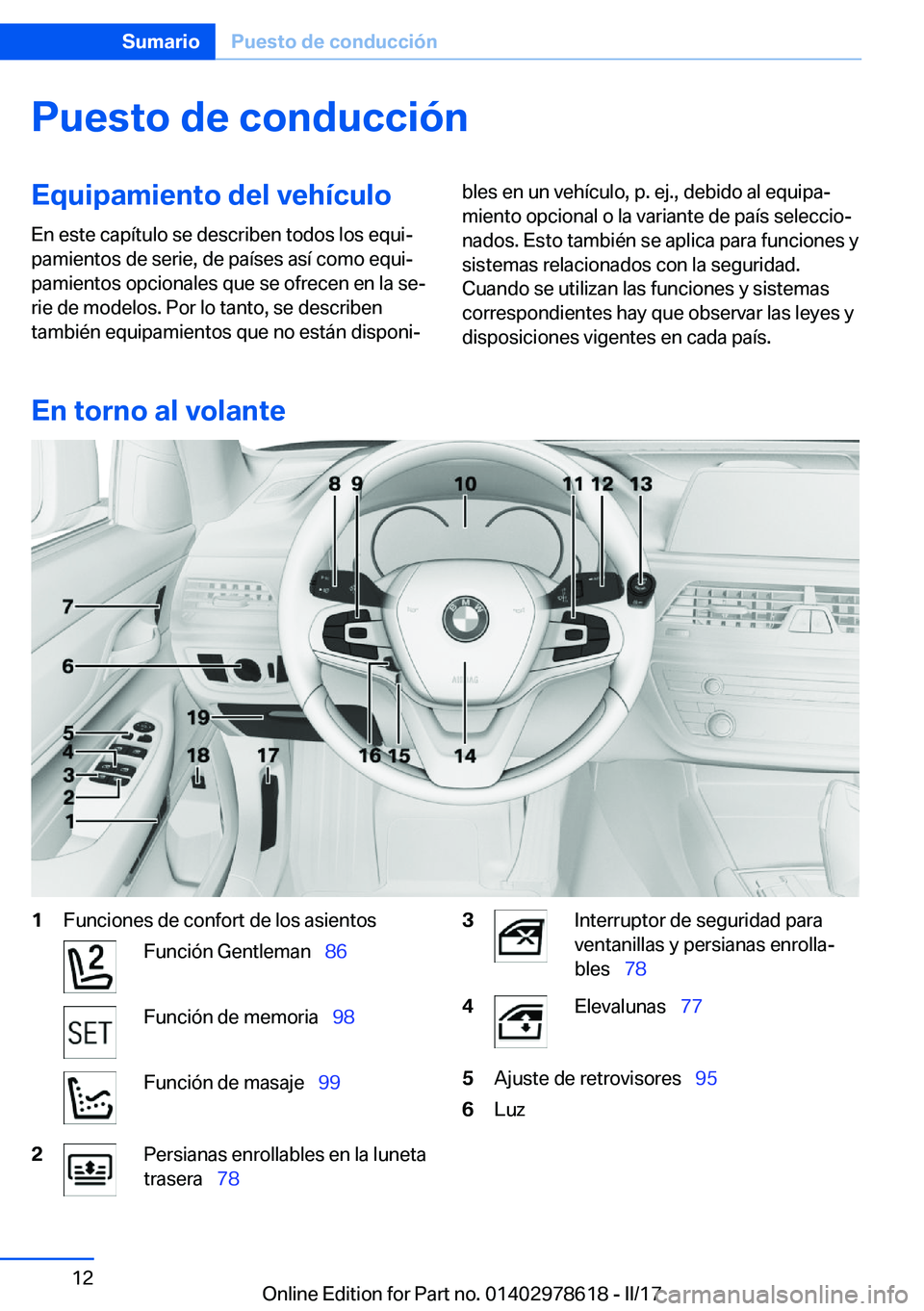 BMW 7 SERIES 2018  Manuales de Empleo (in Spanish) �P�u�e�s�t�o��d�e��c�o�n�d�u�c�c�i�