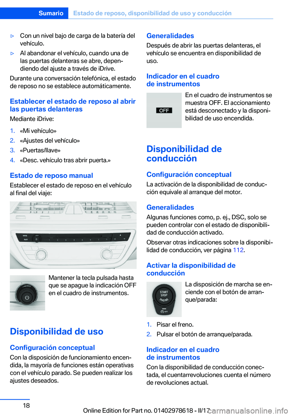 BMW 7 SERIES 2018  Manuales de Empleo (in Spanish) 'y�C�o�n� �u�n� �n�i�v�e�l� �b�a�j�o� �d�e� �c�a�r�g�a� �d�e� �l�a� �b�a�t�e�r�