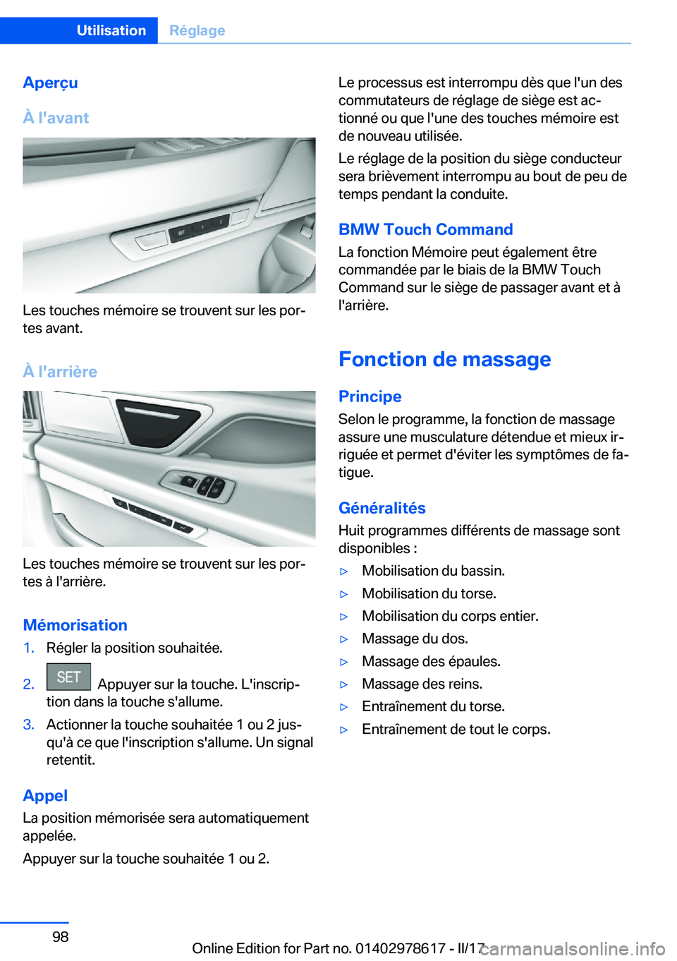 BMW 7 SERIES 2018  Notices Demploi (in French) �A�p�e�r�ç�u
�