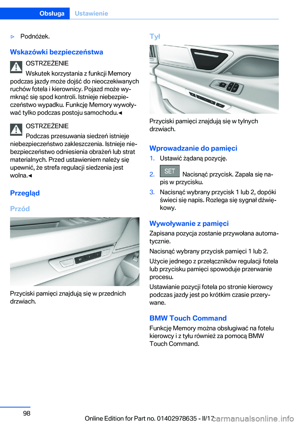 BMW 7 SERIES 2018  Instrukcja obsługi (in Polish) 'y�P�o�d�n�