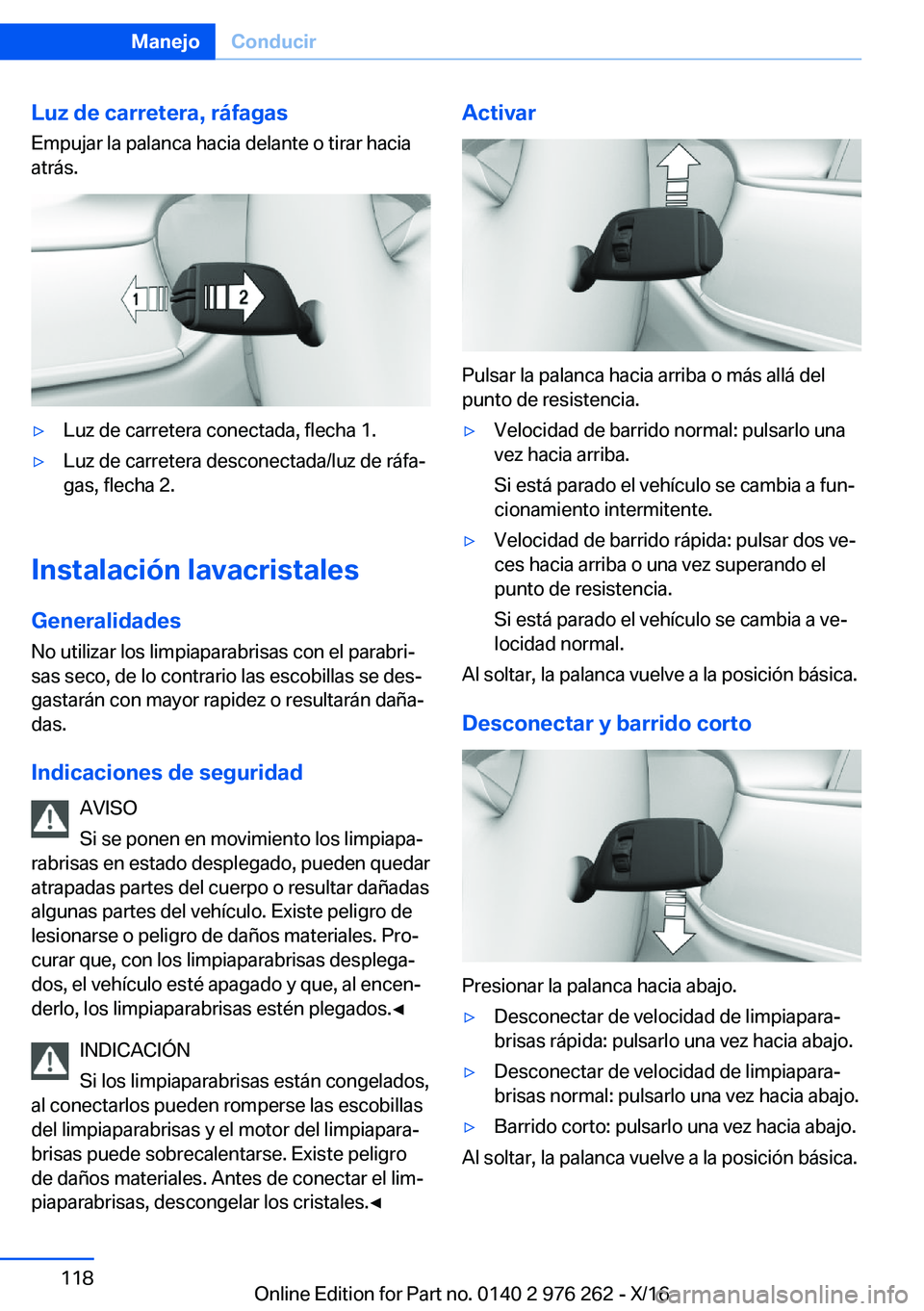 BMW 7 SERIES 2017  Manuales de Empleo (in Spanish) �L�u�z��d�e��c�a�r�r�e�t�e�r�a�,��r�