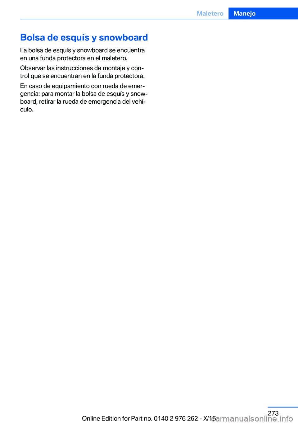 BMW 7 SERIES 2017  Manuales de Empleo (in Spanish)  B o l s a  d e  e s q u 