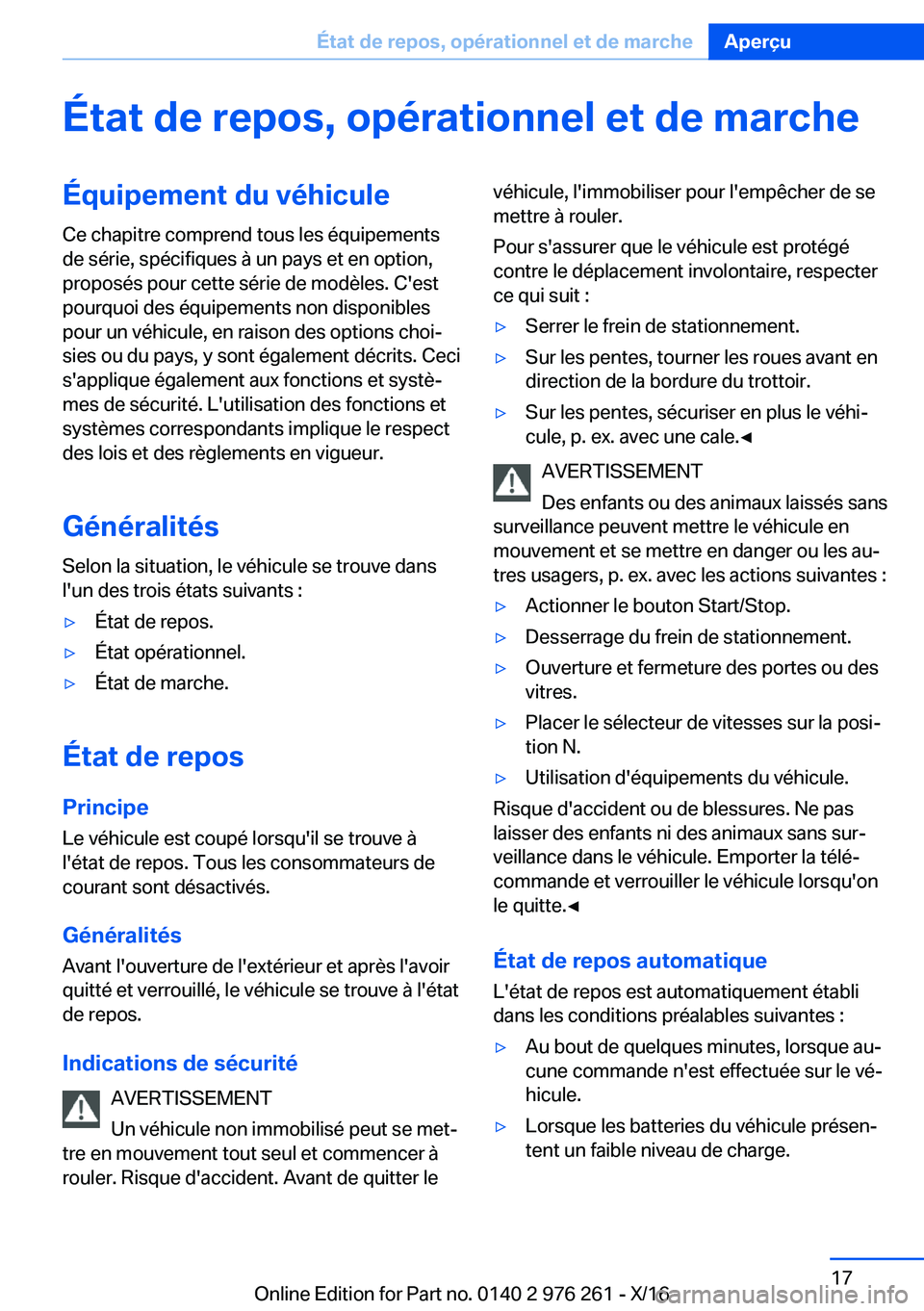 BMW 7 SERIES 2017  Notices Demploi (in French) �