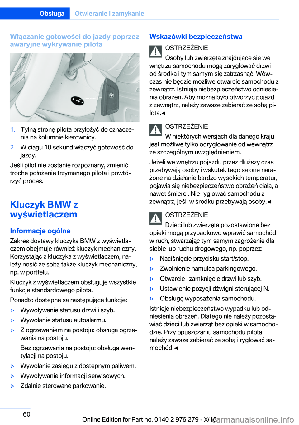 BMW 7 SERIES 2017  Instrukcja obsługi (in Polish) �W�ł�