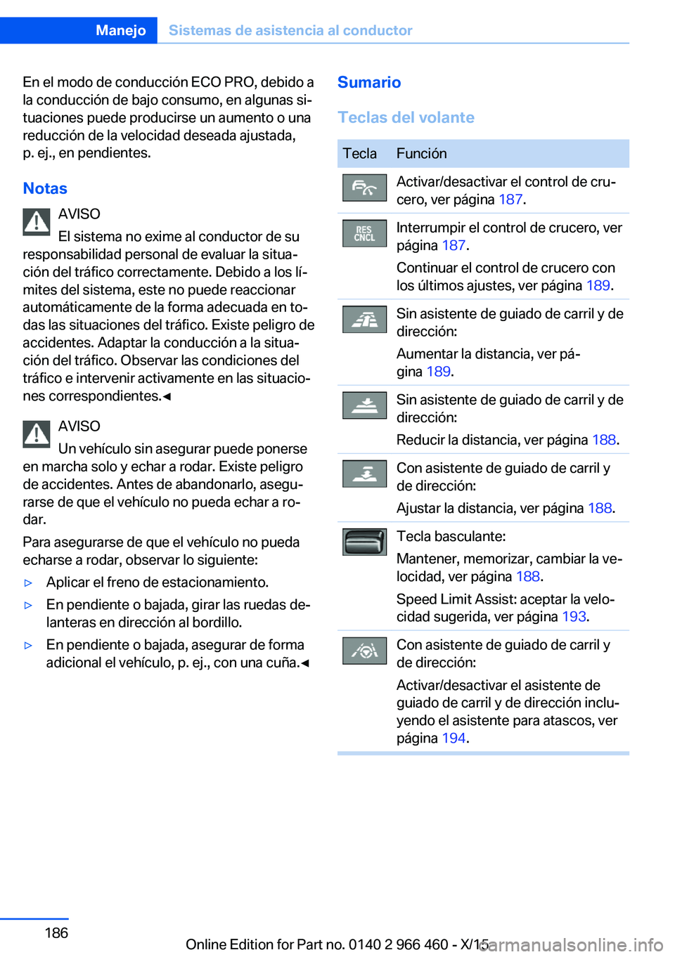 BMW 7 SERIES 2016  Manuales de Empleo (in Spanish) En el modo de conducción ECO PRO, debido a
la conducción de bajo consumo, en algunas si‐
tuaciones puede producirse un aumento o una
reducción de la velocidad deseada ajustada,
p. ej., en pendien