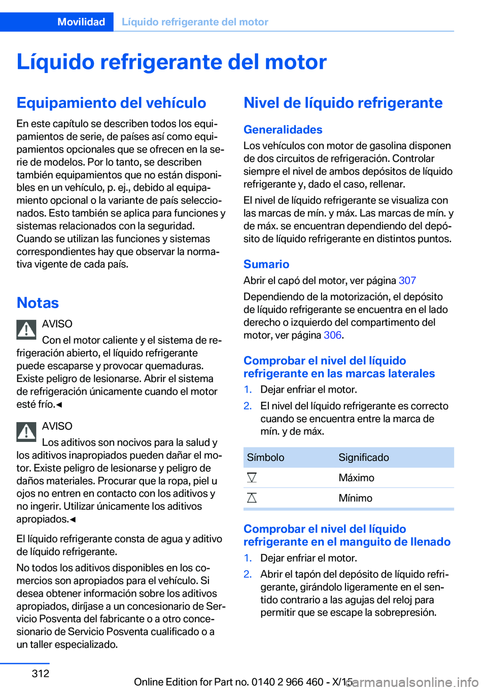 BMW 7 SERIES 2016 Manuales de Empleo (in Spanish) Líquido refrigerante del motorEquipamiento del vehículo
En este capítulo se describen todos los equi‐
pamientos de serie, de países así como equi‐
pamientos opcionales que se ofrecen en la se BMW 7 SERIES 2016 Manuales de Empleo (in Spanish) Líquido refrigerante del motorEquipamiento del vehículo
En este capítulo se describen todos los equi‐
pamientos de serie, de países así como equi‐
pamientos opcionales que se ofrecen en la se
