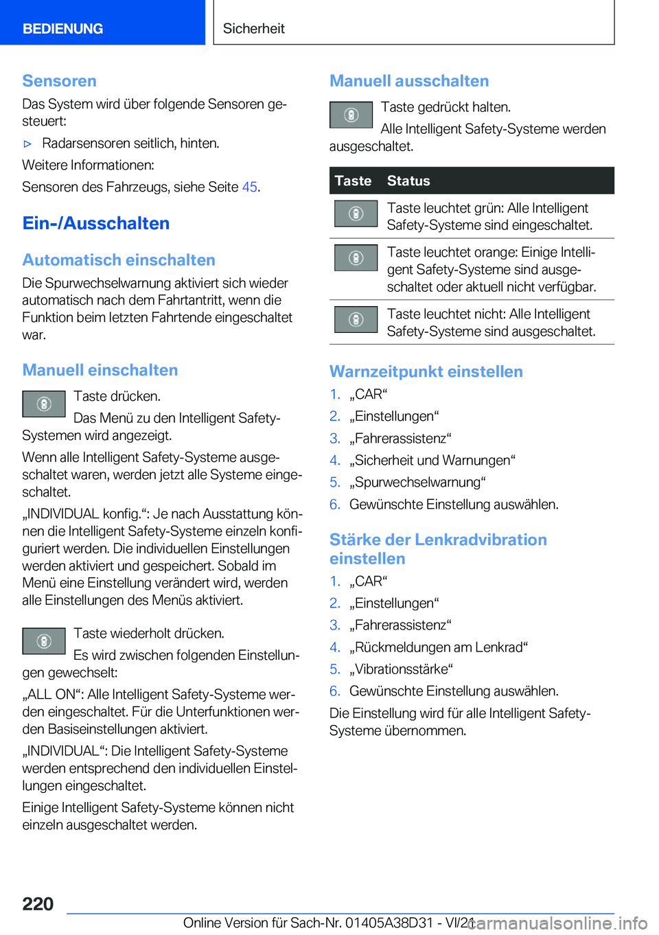 BMW 8 SERIES 2022  Betriebsanleitungen (in German) �S�e�n�s�o�r�e�n
�D�a�s��S�y�s�t�e�m��w�i�r�d��