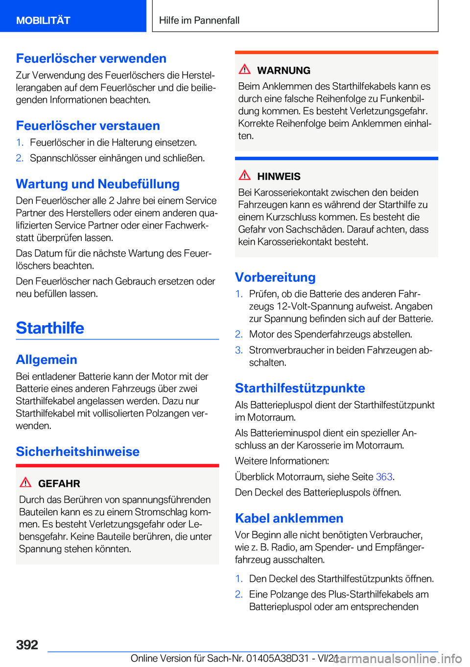 BMW 8 SERIES 2022  Betriebsanleitungen (in German) �F�e�u�e�r�l�