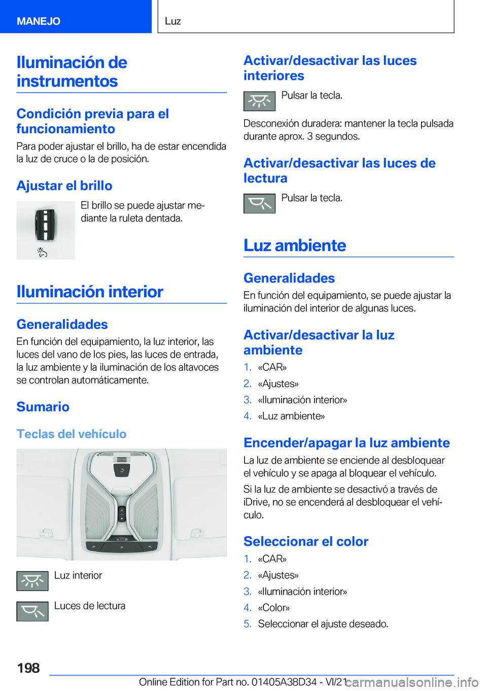 BMW 8 SERIES 2022  Manuales de Empleo (in Spanish) �I�l�u�m�i�n�a�c�i�