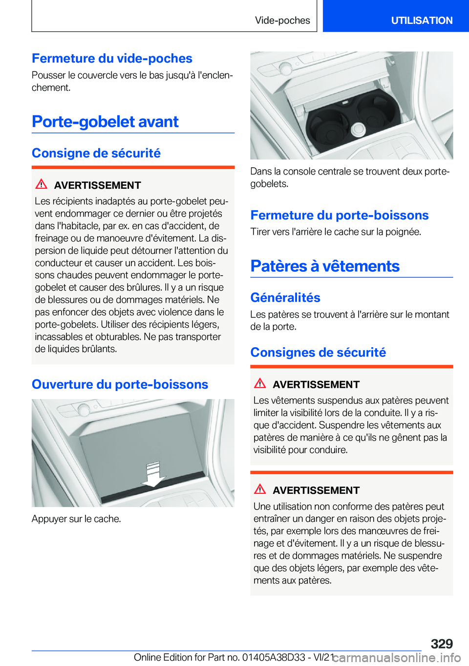 BMW 8 SERIES 2022  Notices Demploi (in French) �F�e�r�m�e�t�u�r�e��d�u��v�i�d�e�-�p�o�c�h�e�s
�P�o�u�s�s�e�r��l�e��c�o�u�v�e�r�c�l�e��v�e�r�s��l�e��b�a�s��j�u�s�q�u�'�