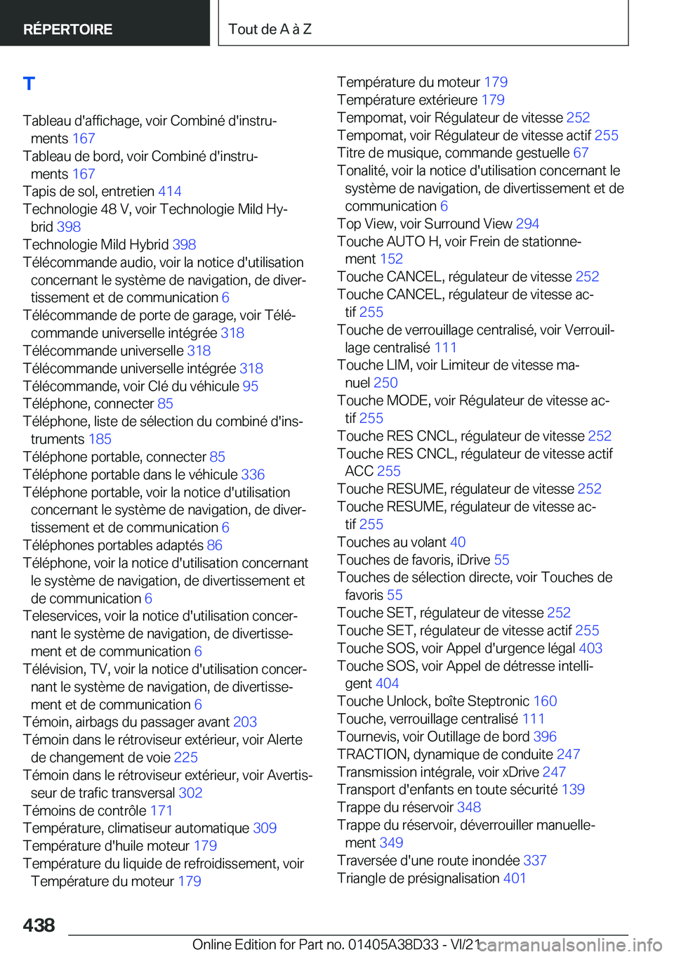 BMW 8 SERIES 2022  Notices Demploi (in French) �T�T�a�b�l�e�a�u��d�'�a�f�f�i�c�h�a�g�e�,��v�o�i�r��C�o�m�b�i�n�é��d�'�i�n�s�t�r�uj �m�e�n�t�s� �1�6�7�
�T�a�b�l�e�a�u��d�e��b�o�r�d�,��v�o�i�r��C�o�m�b�i�n�é��d�'�i�n�s�t�r�
