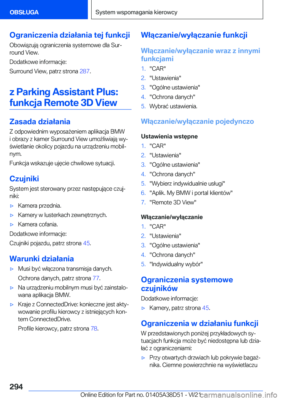 BMW 8 SERIES 2022  Instrukcja obsługi (in Polish) �O�g�r�a�n�i�c�z�e�n�i�a��d�z�i�a�ł�a�n�i�a��t�e�j��f�u�n�k�c�j�i
�O�b�o�w�i�