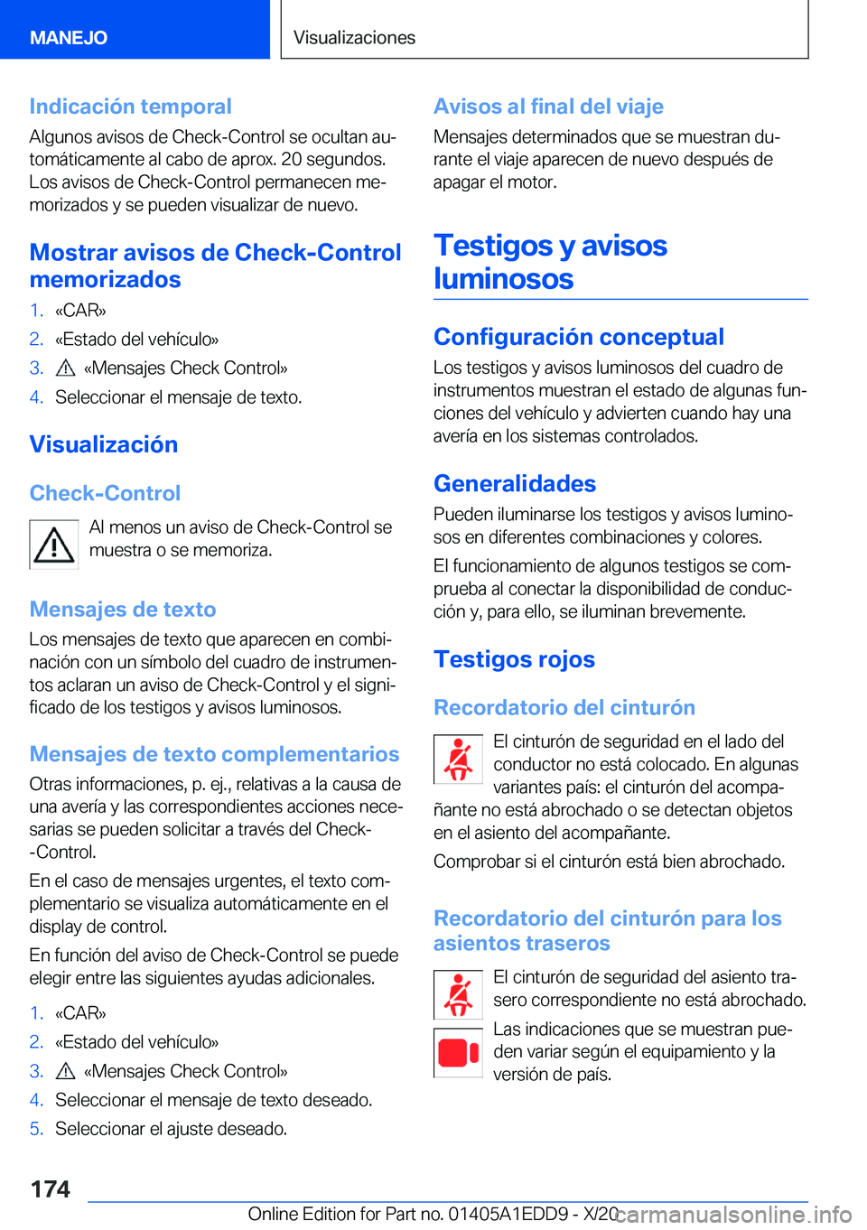 BMW 8 SERIES CONVERTIBLE 2021  Manuales de Empleo (in Spanish) �I�n�d�i�c�a�c�i�