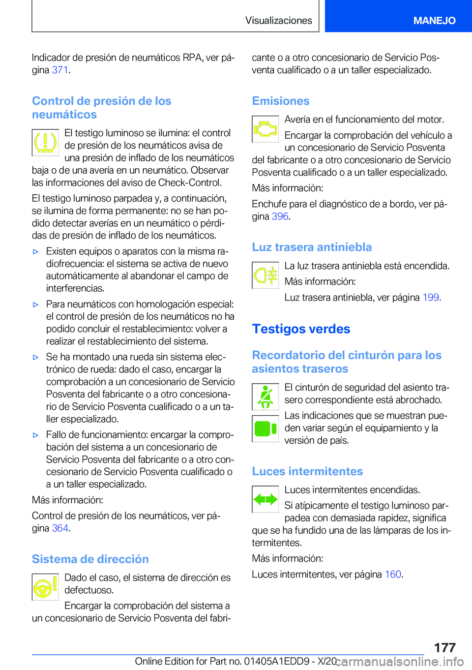 BMW 8 SERIES CONVERTIBLE 2021  Manuales de Empleo (in Spanish) �I�n�d�i�c�a�d�o�r��d�e��p�r�e�s�i�