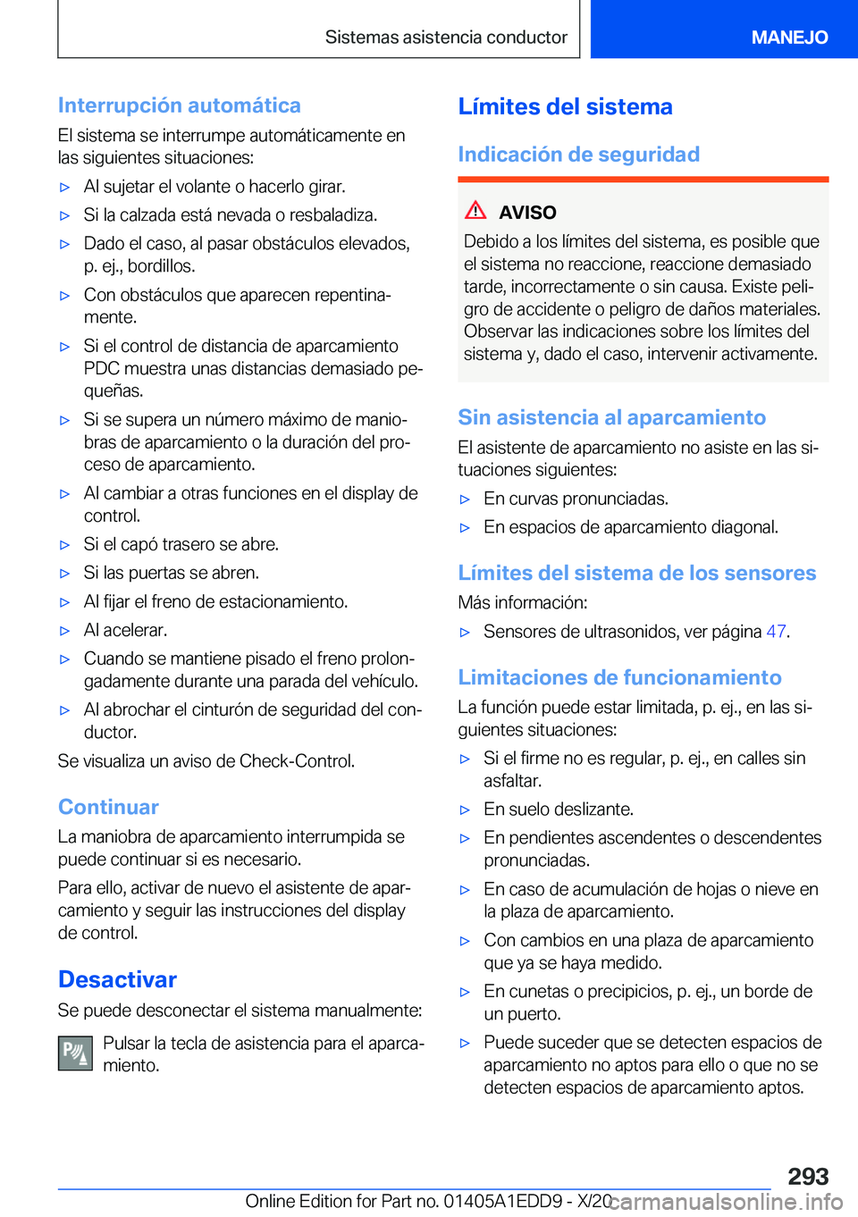 BMW 8 SERIES CONVERTIBLE 2021  Manuales de Empleo (in Spanish)  I n t e r r u p c i 