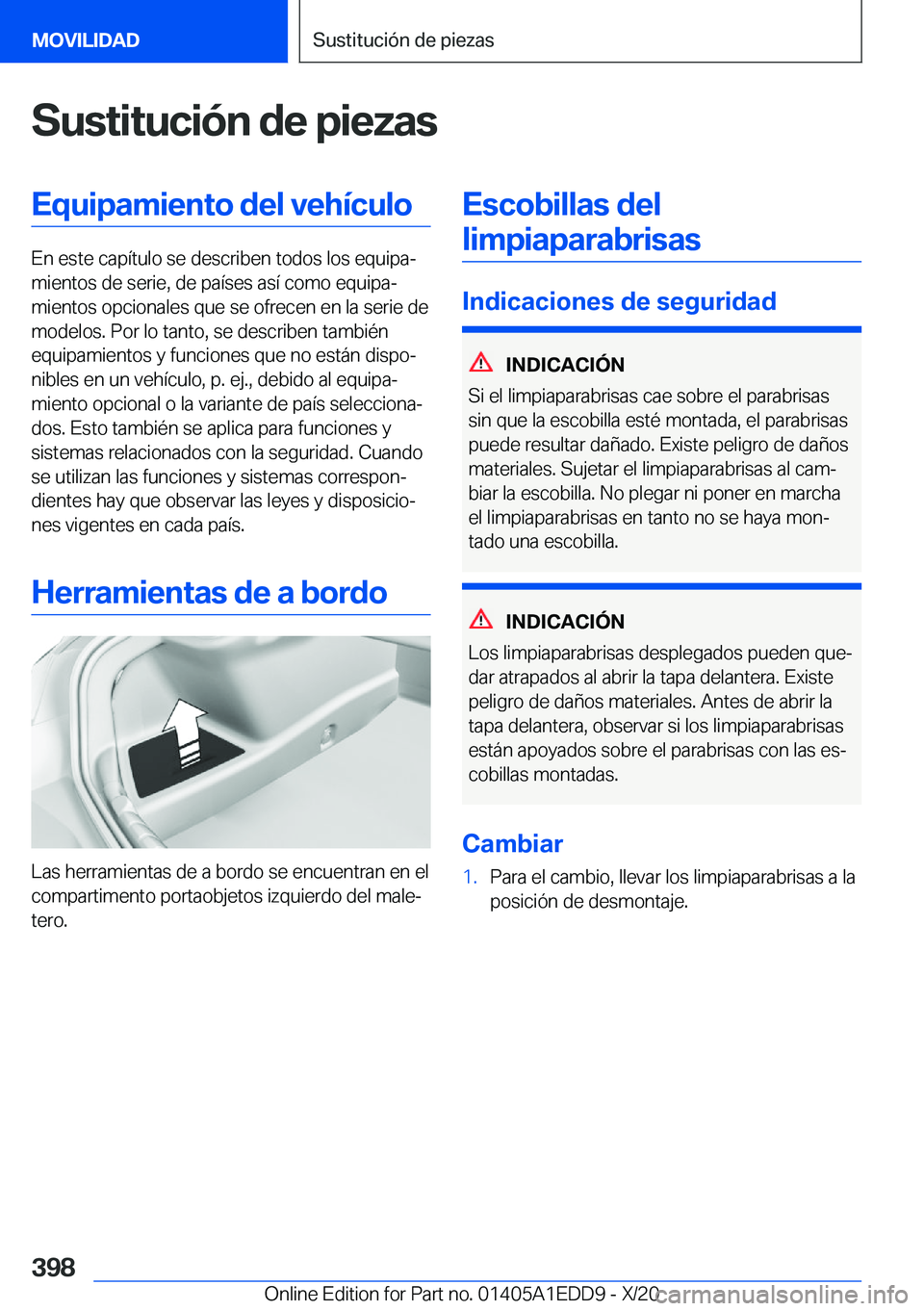 BMW 8 SERIES CONVERTIBLE 2021  Manuales de Empleo (in Spanish) �S�u�s�t�i�t�u�c�i�