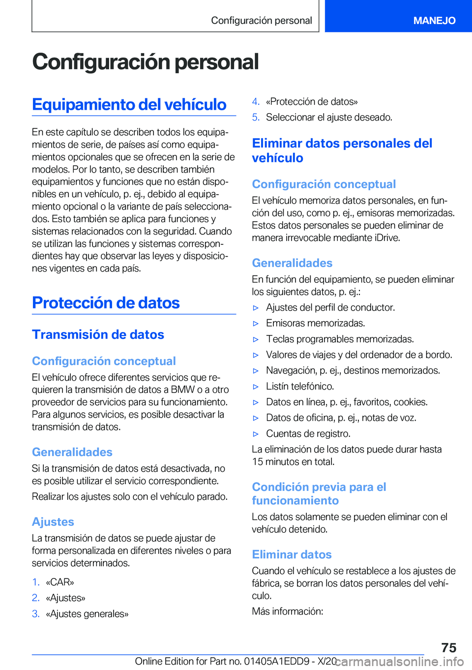 BMW 8 SERIES CONVERTIBLE 2021  Manuales de Empleo (in Spanish) �C�o�n�f�i�g�u�r�a�c�i�