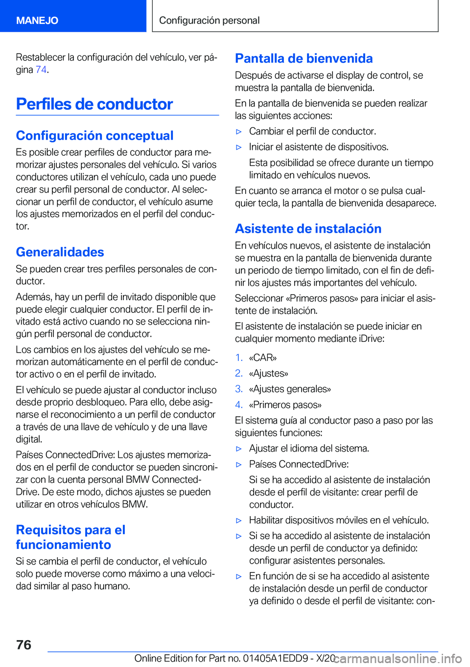 BMW 8 SERIES CONVERTIBLE 2021  Manuales de Empleo (in Spanish) �R�e�s�t�a�b�l�e�c�e�r��l�a��c�o�n�f�i�g�u�r�a�c�i�