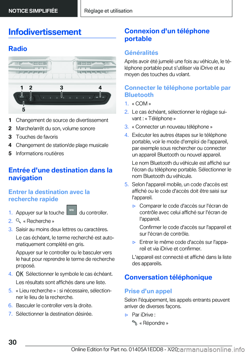 BMW 8 SERIES CONVERTIBLE 2021  Notices Demploi (in French) �I�n�f�o�d�i�v�e�r�t�i�s�s�e�m�e�n�t
�R�a�d�i�o
�1�C�h�a�n�g�e�m�e�n�t��d�e��s�o�u�r�c�e��d�e��d�i�v�e�r�t�i�s�s�e�m�e�n�t�2�M�a�r�c�h�e�/�a�r�r�ê�t��d�u��s�o�n�,��v�o�l�u�m�e��s�o�n�o�r�e�3�
