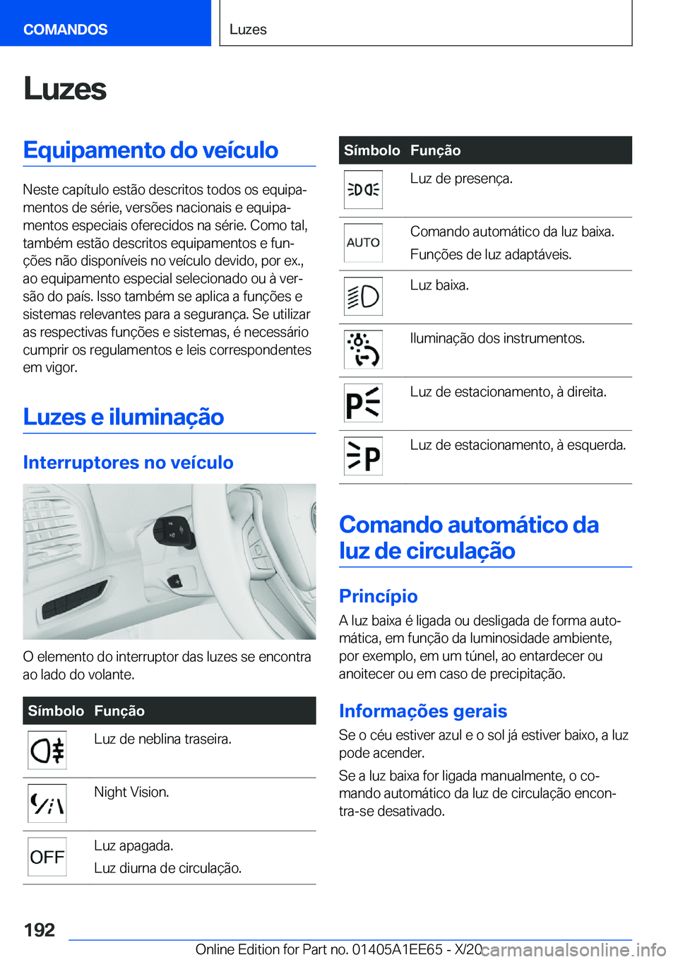 BMW 8 SERIES CONVERTIBLE 2021  Manual do condutor (in Portuguese) �L�u�z�e�s�E�q�u�i�p�a�m�e�n�t�o��d�o��v�e�