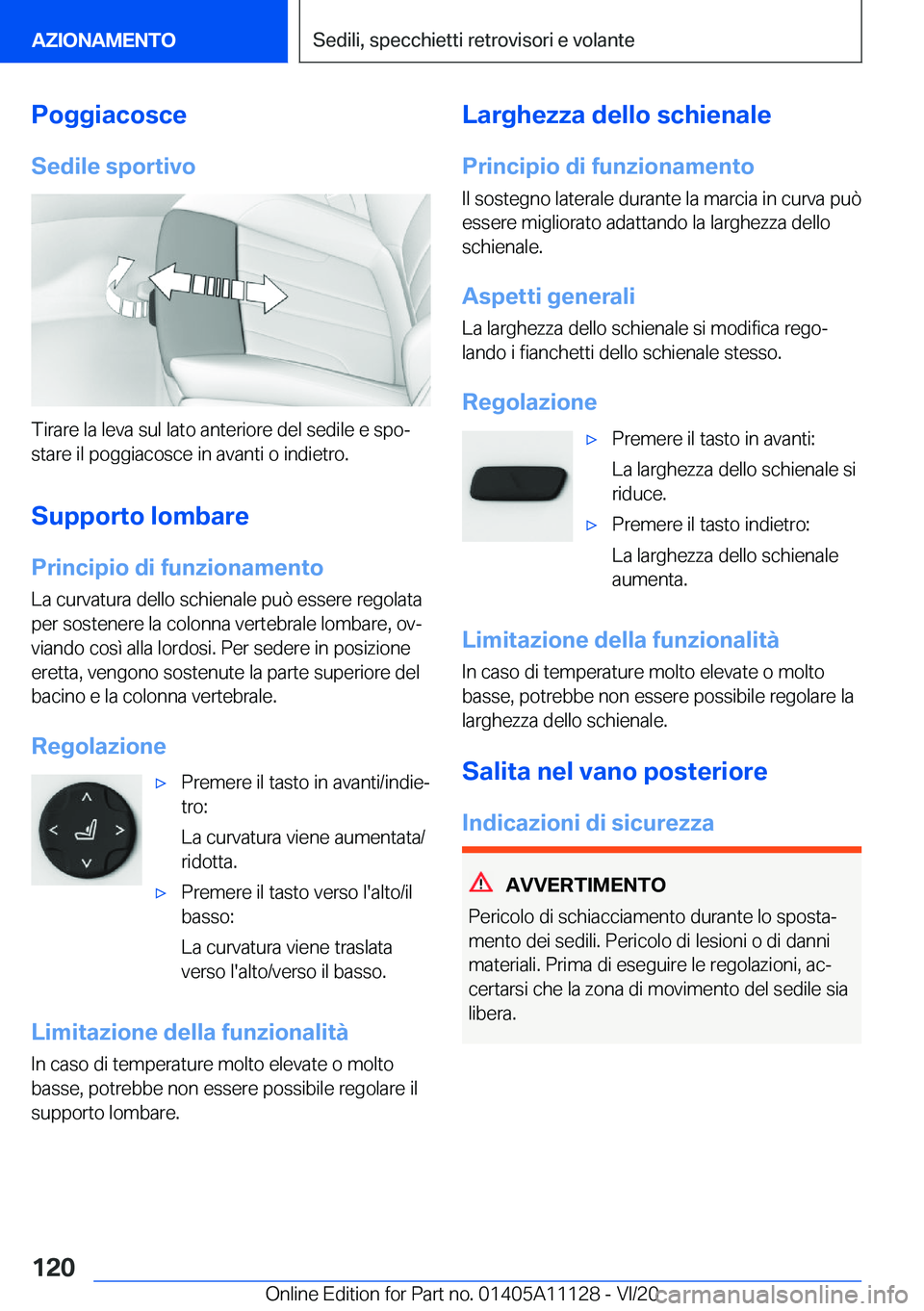 BMW 8 SERIES COUPE 2021  Libretti Di Uso E manutenzione (in Italian) �P�o�g�g�i�a�c�o�s�c�e
�S�e�d�i�l�e��s�p�o�r�t�i�v�o
�T�i�r�a�r�e��l�a��l�e�v�a��s�u�l��l�a�t�o��a�n�t�e�r�i�o�r�e��d�e�l��s�e�d�i�l�e��e��s�p�oª
�s�t�a�r�e��i�l��p�o�g�g�i�a�c�o�s�c�e�