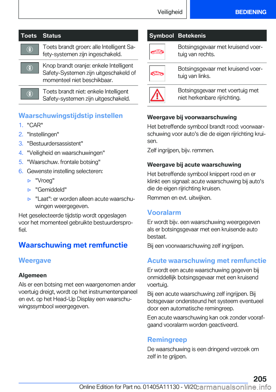 BMW 8 SERIES COUPE 2021  Instructieboekjes (in Dutch) �T�o�e�t�s�S�t�a�t�u�s�T�o�e�t�s��b�r�a�n�d�t��g�r�o�e�n�:��a�l�l�e��I�n�t�e�l�l�i�g�e�n�t��S�aj
�f�e�t�y�-�s�y�s�t�e�m�e�n��z�i�j�n��i�n�g�e�s�c�h�a�k�e�l�d�.�K�n�o�p��b�r�a�n�d�t��o�r�a�n�