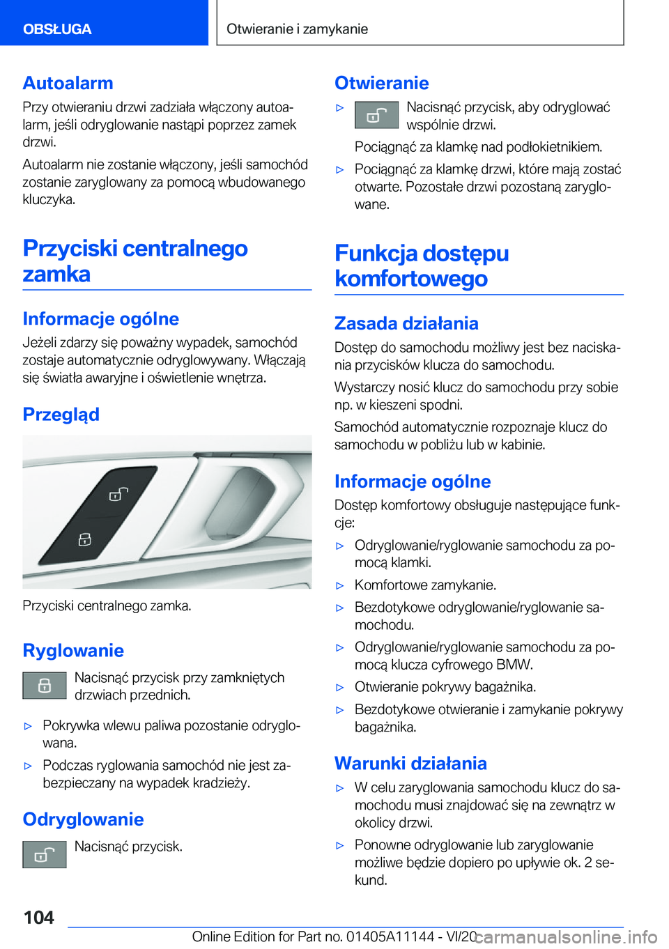 BMW 8 SERIES COUPE 2021  Instrukcja obsługi (in Polish) �A�u�t�o�a�l�a�r�m�P�r�z�y��o�t�w�i�e�r�a�n�i�u��d�r�z�w�i��z�a�d�z�i�a�ł�a��w�ł�