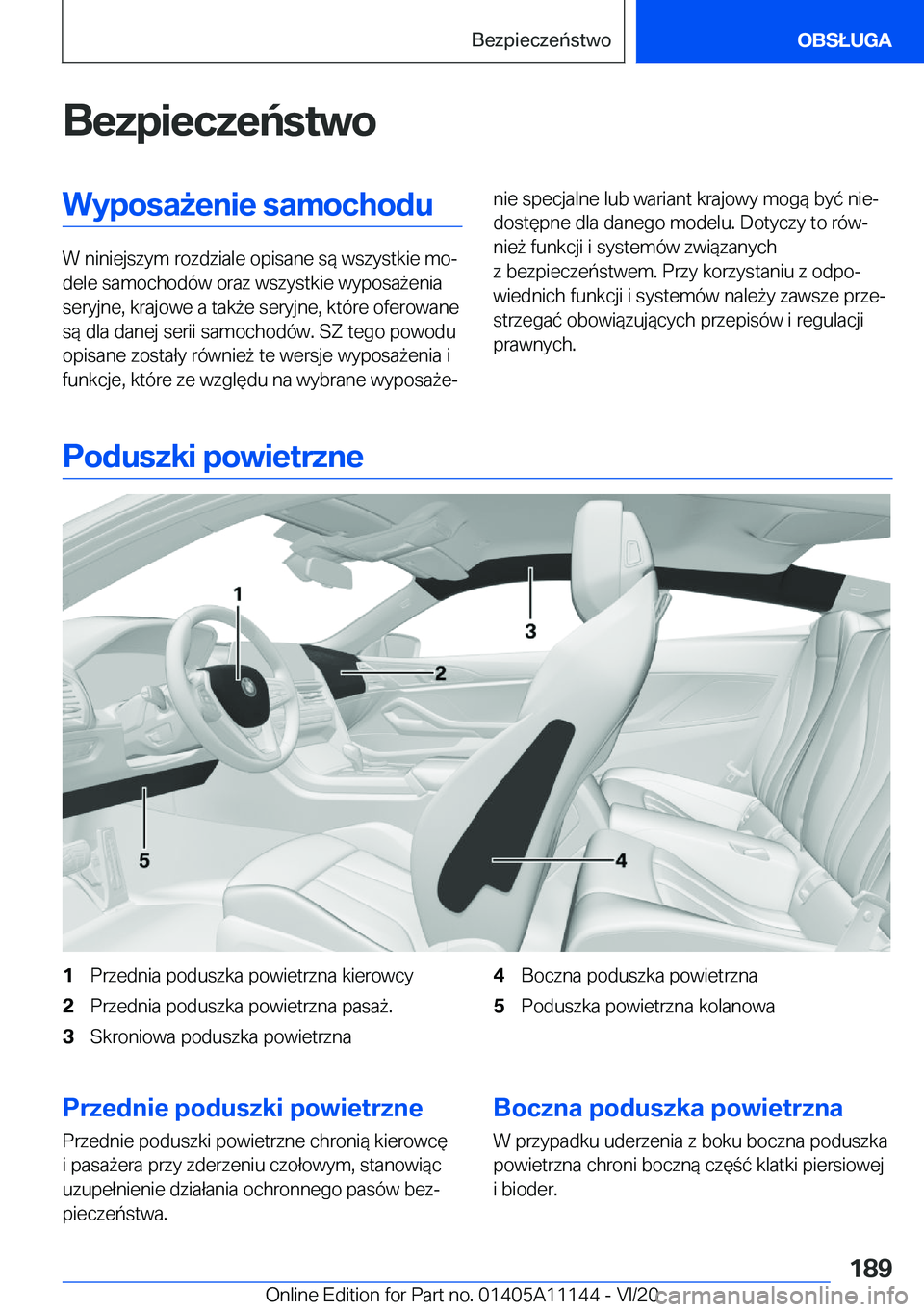 BMW 8 SERIES COUPE 2021  Instrukcja obsługi (in Polish) �B�e�z�p�i�e�c�z�e�