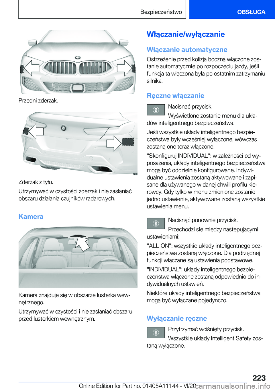 BMW 8 SERIES COUPE 2021  Instrukcja obsługi (in Polish) �P�r�z�e�d�n�i��z�d�e�r�z�a�k�.
�Z�d�e�r�z�a�k��z��t�y�ł�u�.
�U�t�r�z�y�m�y�w�a�