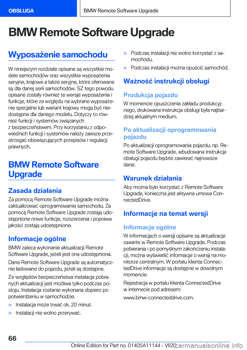 BMW 8 SERIES COUPE 2021  Instrukcja obsługi (in Polish) �B�M�W��R�e�m�o�t�e��S�o�f�t�w�a�r�e��U�p�g�r�a�d�e�W�y�p�o�s�a9�e�n�i�e��s�a�m�o�c�h�o�d�u
�W��n�i�n�i�e�j�s�z�y�m��r�o�z�d�z�i�a�l�e��o�p�i�s�a�n�e��s�