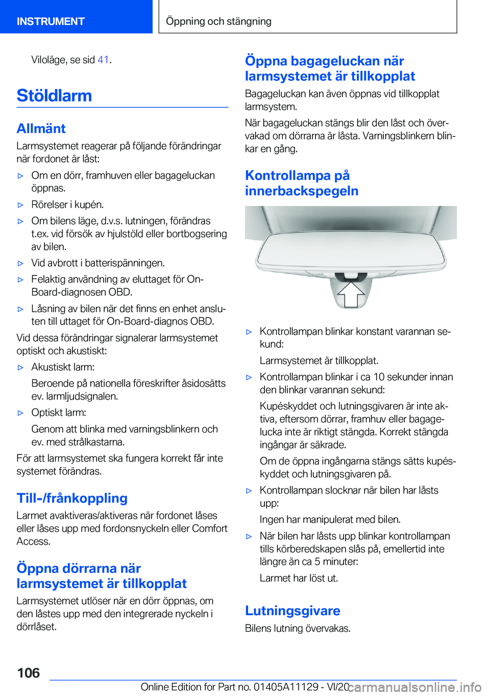 BMW 8 SERIES COUPE 2021  InstruktionsbÖcker (in Swedish) �V�i�l�o�l�ä�g�e�,��s�e��s�i�d��4�1�.
�S�t�