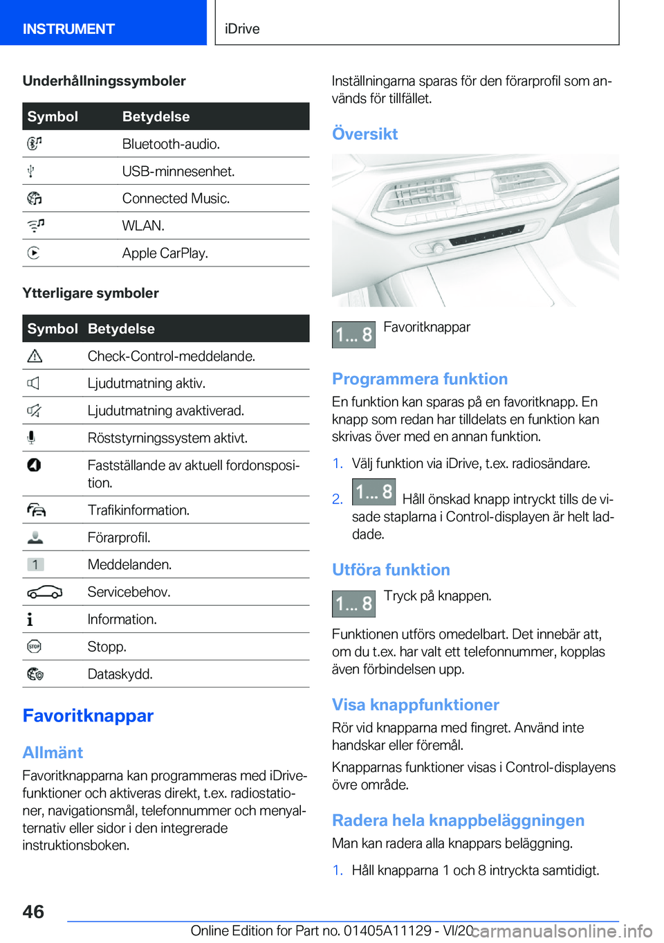 BMW 8 SERIES COUPE 2021  InstruktionsbÖcker (in Swedish) �U�n�d�e�r�h�å�l�l�n�i�n�g�s�s�y�m�b�o�l�e�r�S�y�m�b�o�l�B�e�t�y�d�e�l�s�e��B�l�u�e�t�o�o�t�h�-�a�u�d�i�o�.��U�S�B�-�m�i�n�n�e�s�e�n�h�e�t�.��C�o�n�n�e�c�t�e�d��M�u�s�i�c�.��W�L�A�N�.��A�p�p�l�