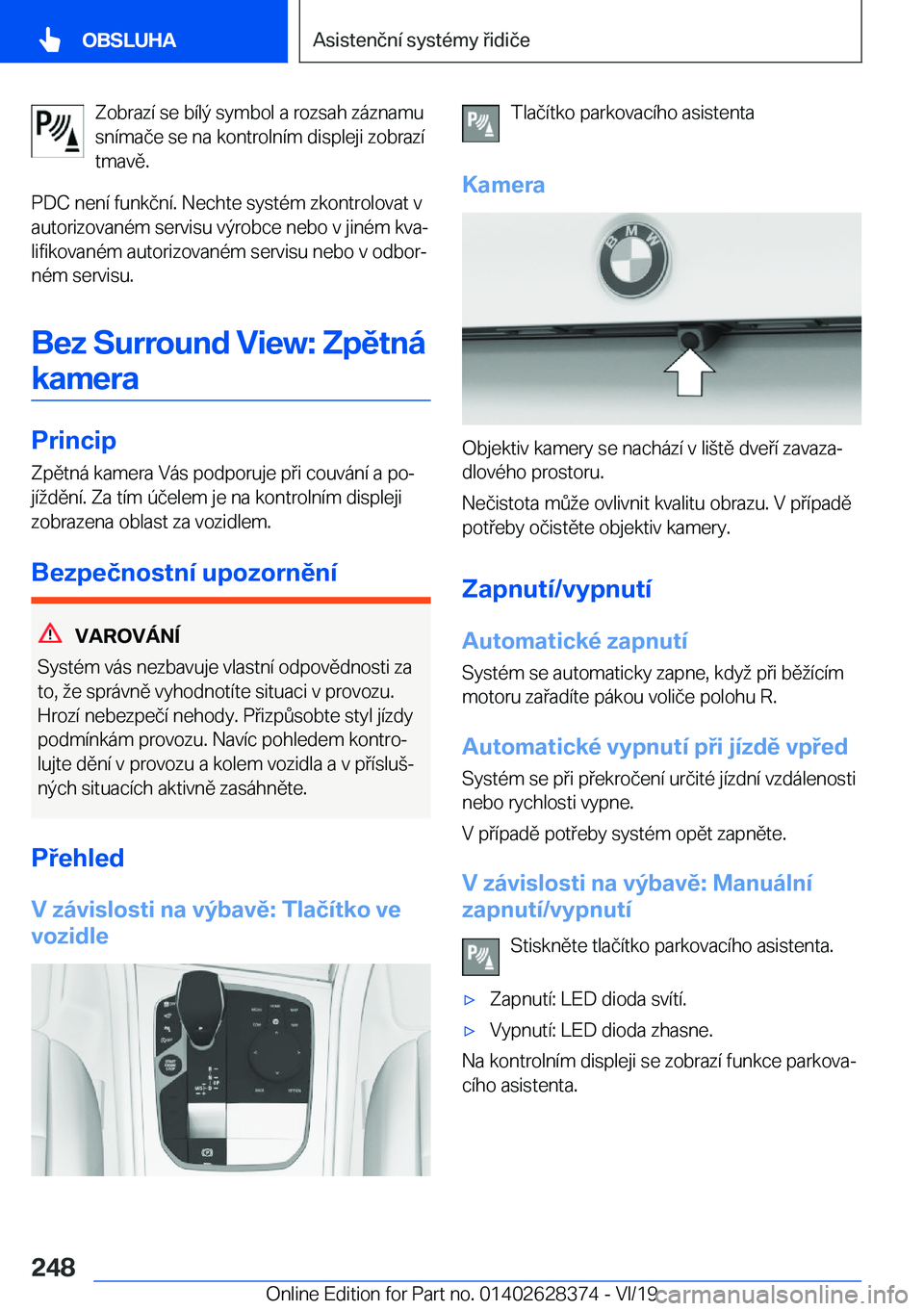 BMW 8 SERIES COUPE 2020  Návod na použití (in Czech) �Z�o�b�r�a�z�
