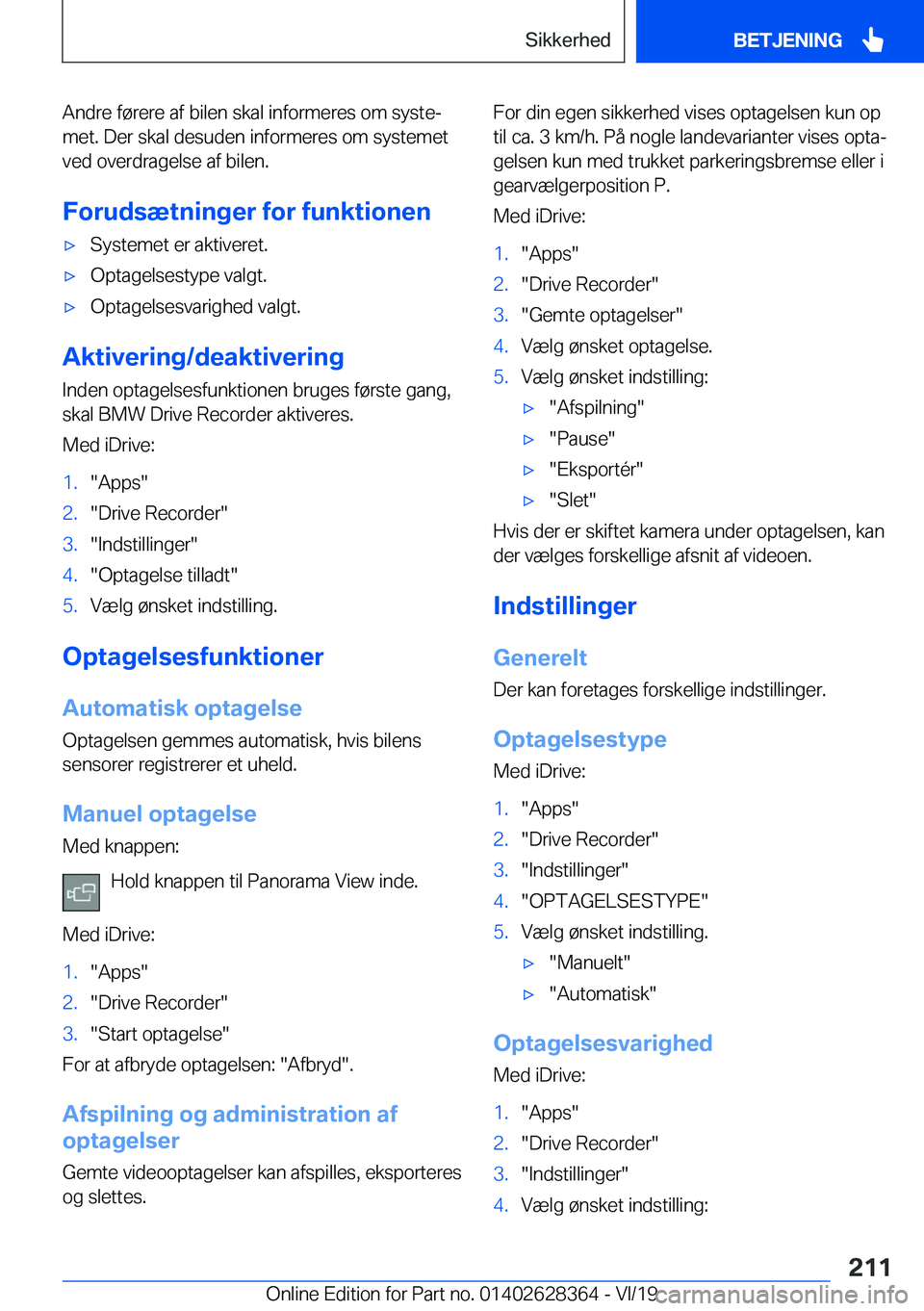 BMW 8 SERIES COUPE 2020  InstruktionsbØger (in Danish) �A�n�d�r�e��f�