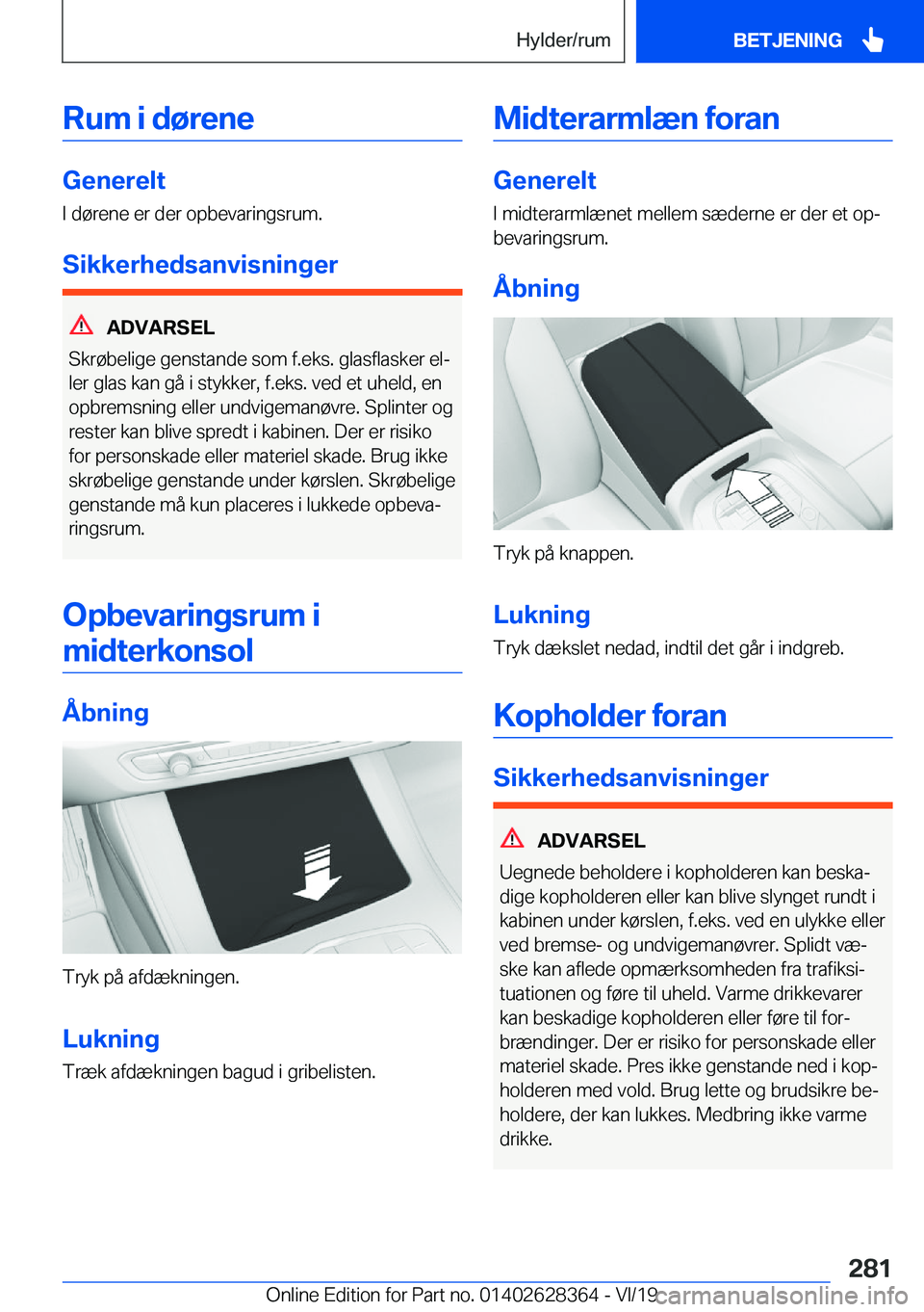BMW 8 SERIES COUPE 2020  InstruktionsbØger (in Danish) �R�u�m��i��d�
