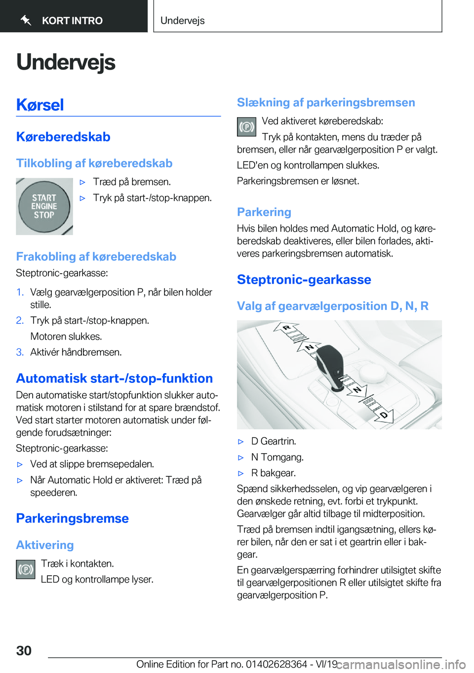 BMW 8 SERIES COUPE 2020  InstruktionsbØger (in Danish) �U�n�d�e�r�v�e�j�s�K�