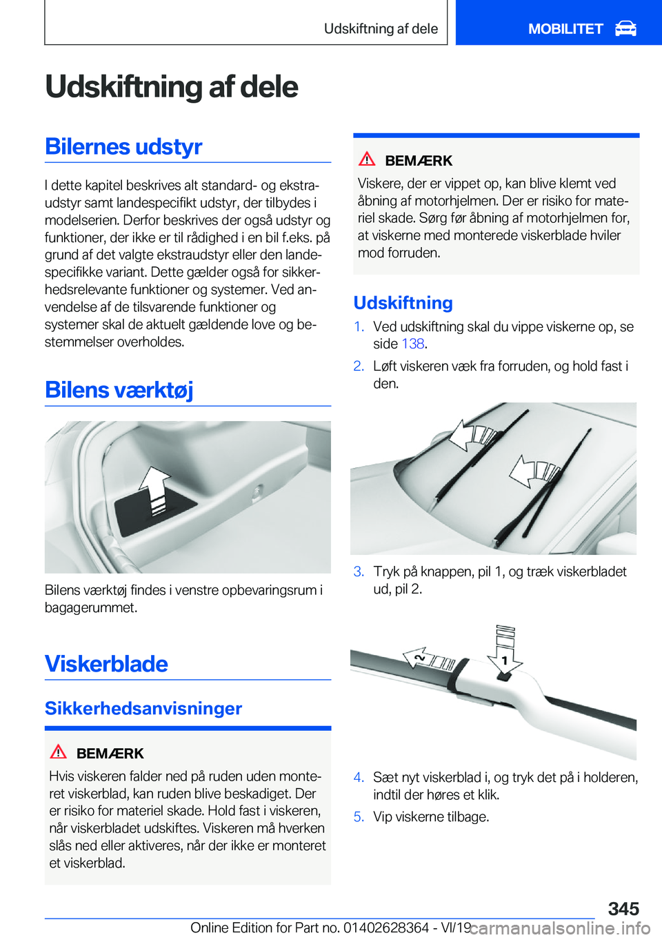BMW 8 SERIES COUPE 2020  InstruktionsbØger (in Danish) �U�d�s�k�i�f�t�n�i�n�g��a�f��d�e�l�e�B�i�l�e�r�n�e�s��u�d�s�t�y�r
�I��d�e�t�t�e��k�a�p�i�t�e�l��b�e�s�k�r�i�v�e�s��a�l�t��s�t�a�n�d�a�r�d�-��o�g��e�k�s�t�r�aj
�u�d�s�t�y�r��s�a�m�t��l�a�n