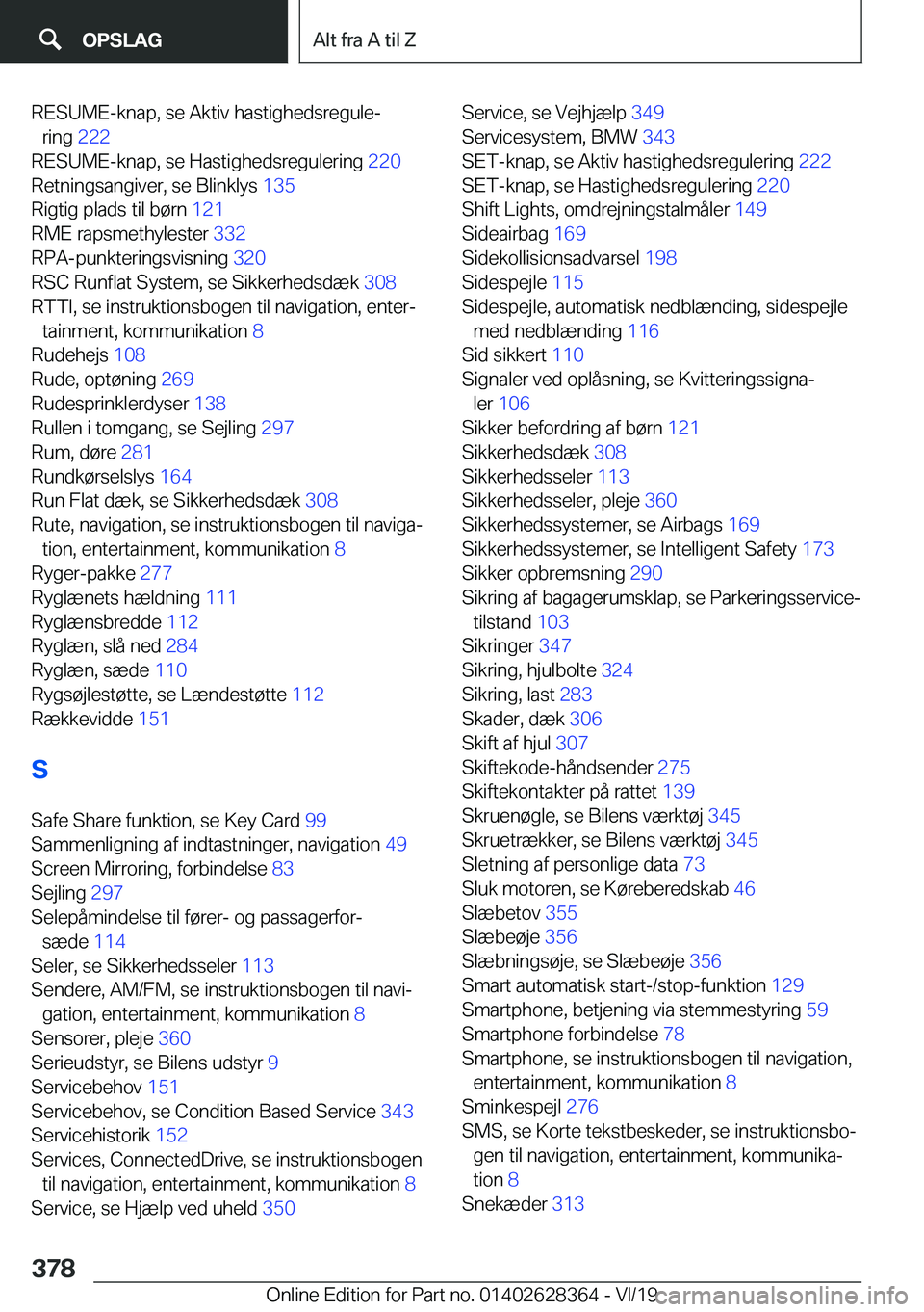 BMW 8 SERIES COUPE 2020  InstruktionsbØger (in Danish) �R�E�S�U�M�E�-�k�n�a�p�,��s�e��A�k�t�i�v��h�a�s�t�i�g�h�e�d�s�r�e�g�u�l�ej�r�i�n�g� �2�2�2�
�R�E�S�U�M�E�-�k�n�a�p�,��s�e��H�a�s�t�i�g�h�e�d�s�r�e�g�u�l�e�r�i�n�g� �2�2�0�
�R�e�t�n�i�n�g�s�a