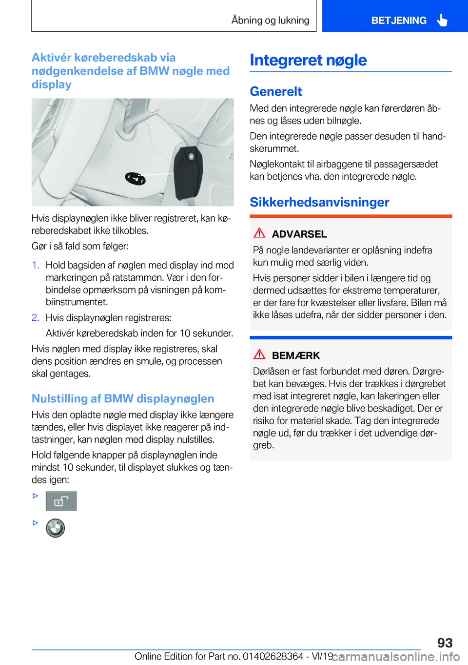 BMW 8 SERIES COUPE 2020  InstruktionsbØger (in Danish) �A�k�t�i�v�